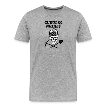 Gueules noires - T-shirt bio Premium Homme - gris chiné - Devant - Damien (186cm)