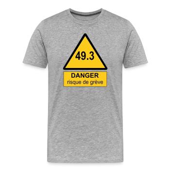 49.3 danger - T-shirt bio Premium Homme - gris chiné - Devant - Damien (186cm)
