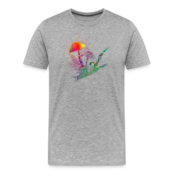 bunte Komposition Waldpilze,Gräser und Ast - Männer Premium Bio T-Shirt - Grau meliert - Vorne - Damien (186cm)