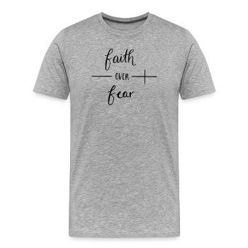 La foi sur la peur - T-shirt bio Premium Homme - gris chiné - Devant - Damien (186cm)