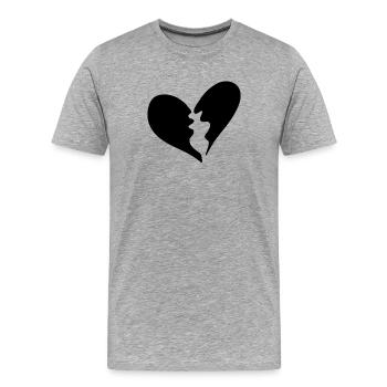 Cœur brisé - T-shirt bio Premium Homme - gris chiné - Devant - Damien (186cm)