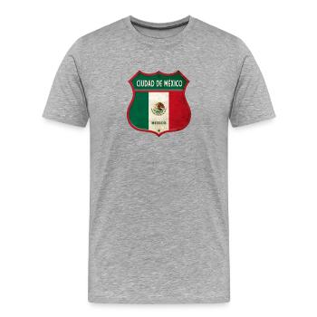 Mexiko Stadt Wappen Design - Männer Premium Bio T-Shirt - Grau meliert - Vorne - Damien (186cm)