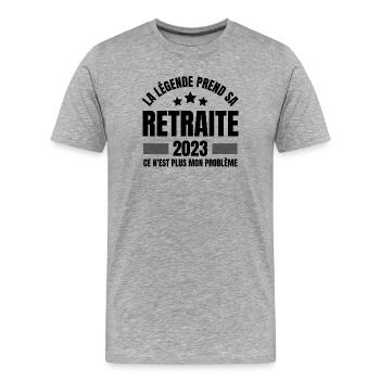 retraite, je suis retraité, je suis retraitée - T-shirt bio Premium Homme - gris chiné - Devant - Damien (186cm)