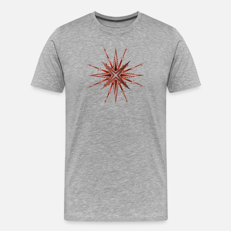 funkelnder und strahlender Rostroter Stern - Männer Premium Bio T-Shirt - Grau meliert