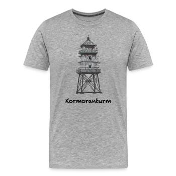 Kormoranturm, alter Leuchtturm,Nordseeküste - Männer Premium Bio T-Shirt - Grau meliert - Vorne - Damien (186cm)