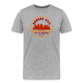 KC Stadt der Brunnen Silhouette - Männer Premium Bio T-Shirt - Grau meliert - Vorne - Damien (186cm)