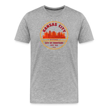 City of Fountains Kansas City Seal - Men's Premium Organic T-Shirt - heather grey - Front - Damien (186cm)