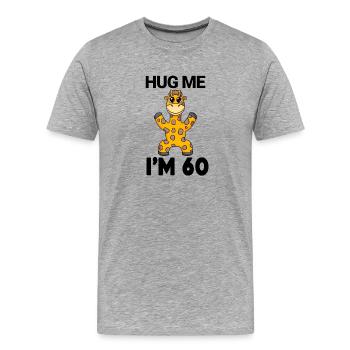 60 ans - 60 ans - câlin - T-shirt bio Premium Homme - gris chiné - Devant - Damien (186cm)