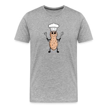 Peanut Chef Cooking Restaurant Gift - Men's Premium Organic T-Shirt - heather grey - Front - Damien (186cm)