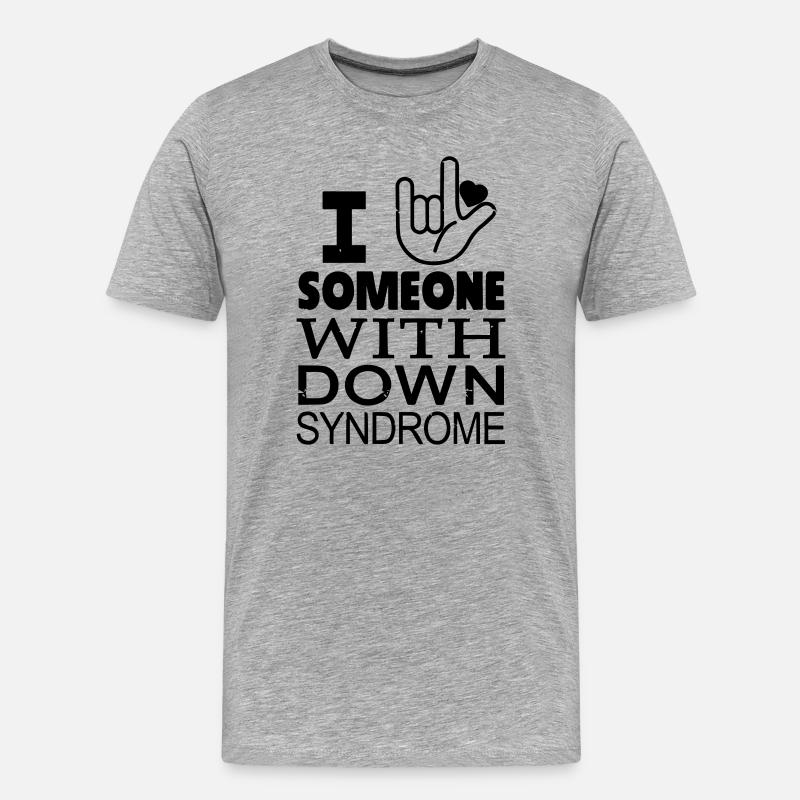 Down-Syndrom Liebhaber - Männer Premium Bio T-Shirt - Grau meliert