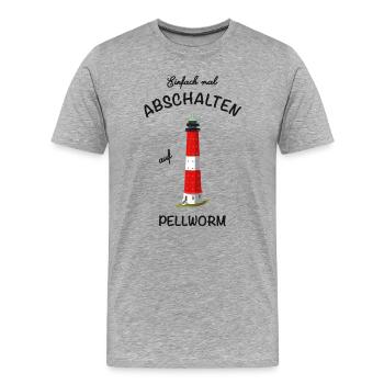 Kultiger Leuchtturm Insel Pellworm, abschalten - Männer Premium Bio T-Shirt - Grau meliert - Vorne - Damien (186cm)