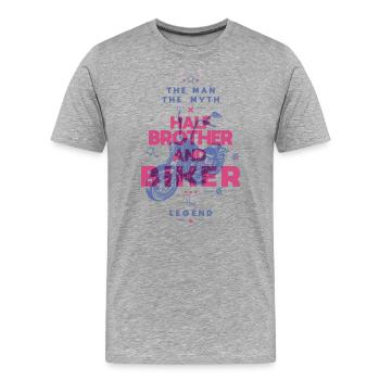 Roue mythique de la légende - T-shirt bio Premium Homme - gris chiné - Devant - Damien (186cm)