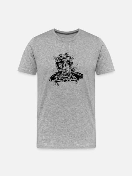 Opa mit Zigarre - Männer Premium Bio T-Shirt - Grau meliert