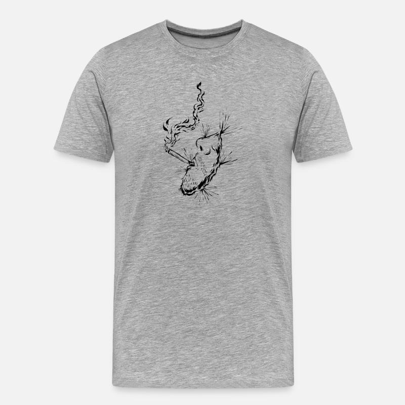 Zigarette Rauchen - Männer Premium Bio T-Shirt - Grau meliert
