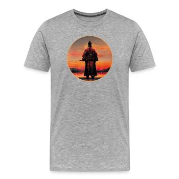 Guerrier Samouraï - T-shirt bio Premium Homme - gris chiné - Devant - Damien (186cm)