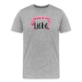 Flamenco ist meine Liebe Geschenk - Männer Premium Bio T-Shirt - Grau meliert - Vorne - Damien (186cm)