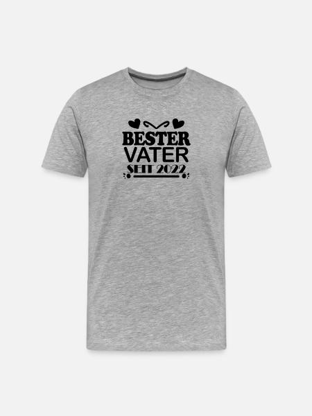 Bester Vater seit 2022 - Männer Premium Bio T-Shirt - Grau meliert