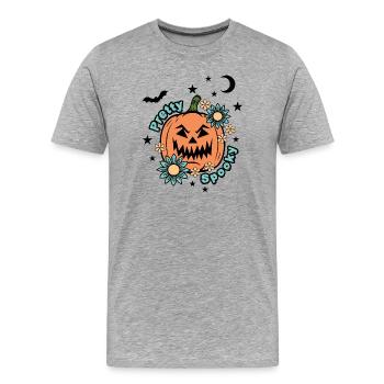 Citrouille d’Halloween - Pretty Spooky - Mignon Halloween - T-shirt bio Premium Homme - gris chiné - Devant - Damien (186cm)