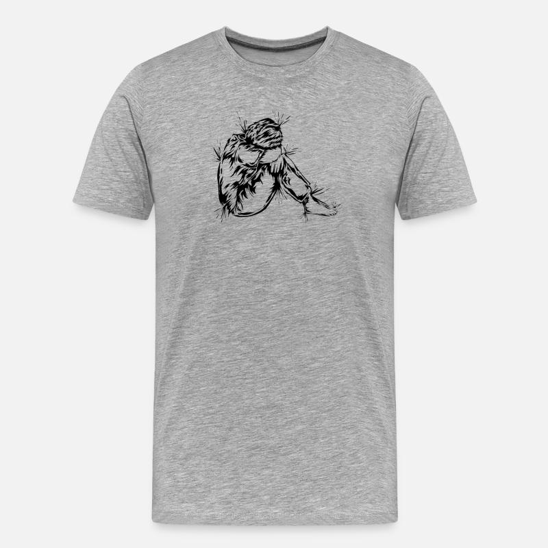 Trauer Depression - Männer Premium Bio T-Shirt - Grau meliert
