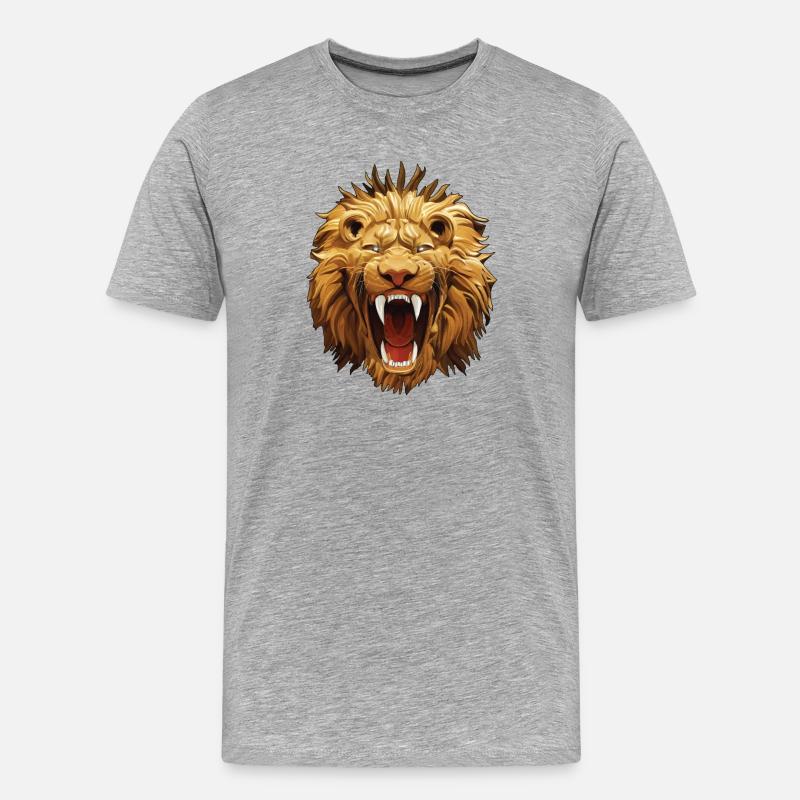 Löwe brüllt - Männer Premium Bio T-Shirt - Grau meliert