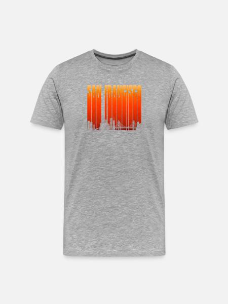 San Francisco Skyline Gradient - Männer Premium Bio T-Shirt - Grau meliert