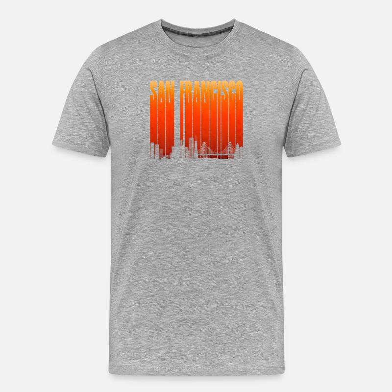 San Francisco Skyline Gradient - Männer Premium Bio T-Shirt - Grau meliert