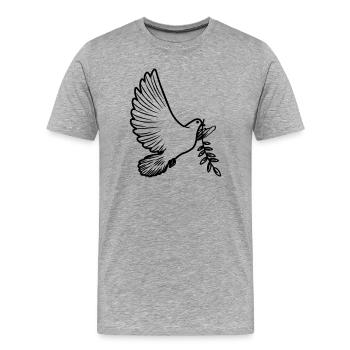Transparente Friedenstaube mit Lorbeerzweig Friedenstaube - Männer Premium Bio T-Shirt - Grau meliert - Vorne - Damien (186cm)