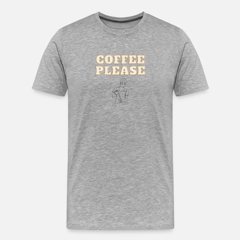 COFFEE PLEASE - Männer Premium Bio T-Shirt - Grau meliert