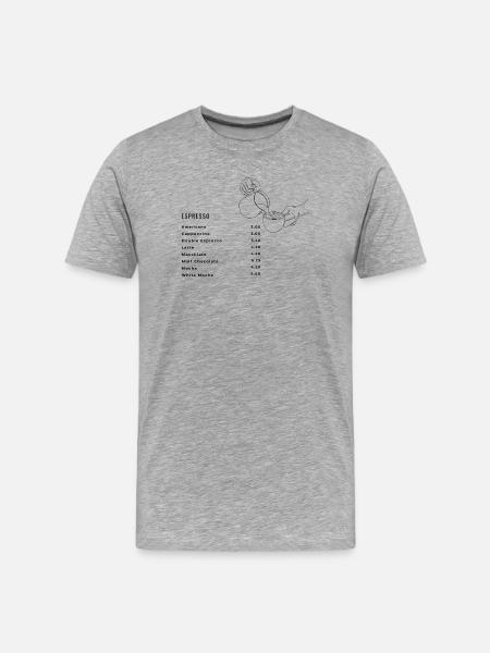 Kaffeekarte - Männer Premium Bio T-Shirt - Grau meliert