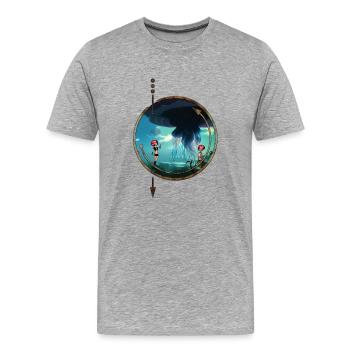 De superbes méduses flottent dans le ciel - T-shirt bio Premium Homme - gris chiné - Devant - Damien (186cm)