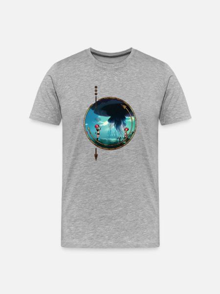 Stunning jellyfish float in the sky - Men's Premium Organic T-Shirt - heather grey