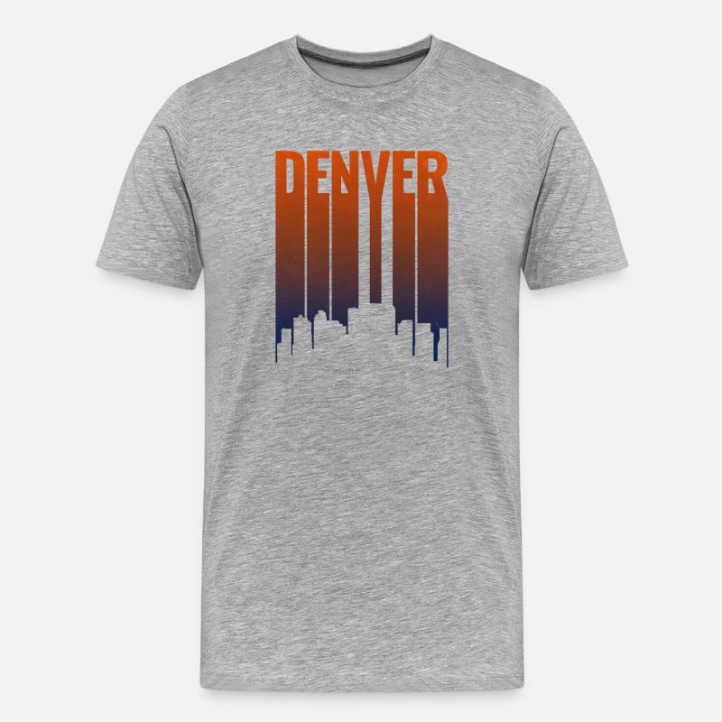 Denver Skyline Farbverlauf - Männer Premium Bio T-Shirt - Grau meliert