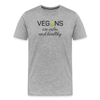 Les végétaliens sont calmes et en bonne santé - T-shirt bio Premium Homme - gris chiné - Devant - Damien (186cm)