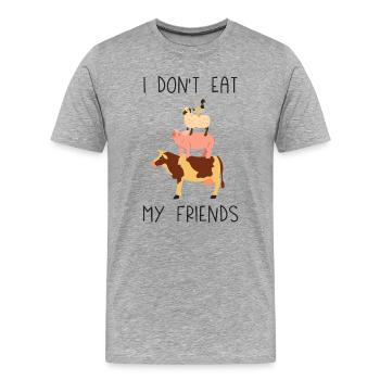 Je ne mange pas mes amis - T-shirt bio Premium Homme - gris chiné - Devant - Damien (186cm)