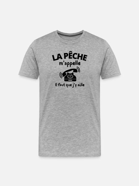 pêche, pêcheur, fan de pêche - T-shirt bio Premium Homme - gris chiné