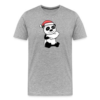 Panda Noël Sommeil Sommeil Sommeil - T-shirt bio Premium Homme - gris chiné - Devant - Damien (186cm)