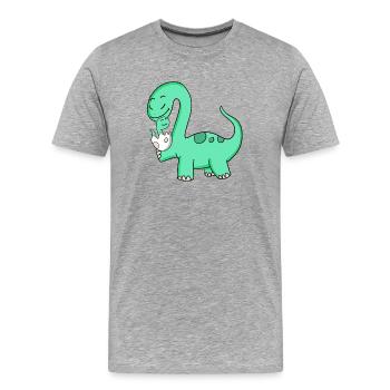 Dinosaurier mit Baby Dinosaurier - Männer Premium Bio T-Shirt - Grau meliert - Vorne - Damien (186cm)