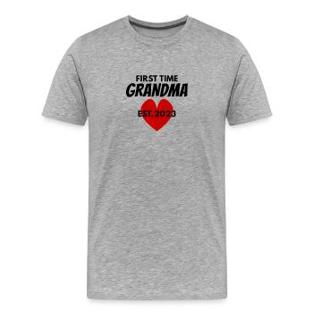 Oma zum ersten Mal - Oma 2023 - Männer Premium Bio T-Shirt - Grau meliert - Vorne - Damien (186cm)