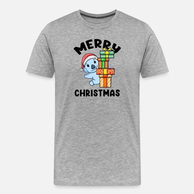 Frohe Weihnachten Koala - Männer Premium Bio T-Shirt - Grau meliert