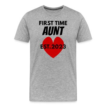 Tante pour la première fois - Tante 2023 - T-shirt bio Premium Homme - gris chiné - Devant - Damien (186cm)