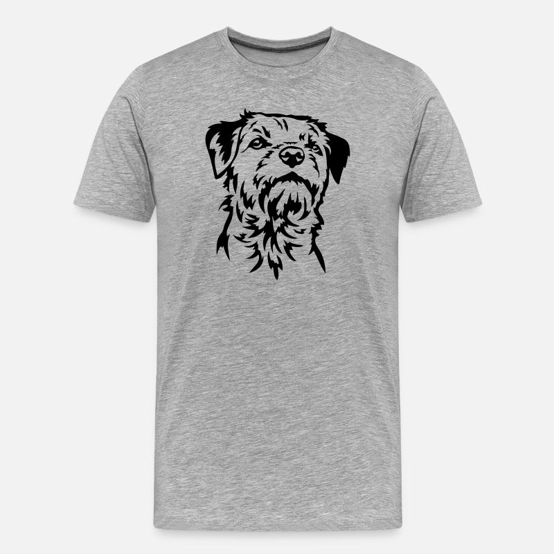 Border Terrier Kopf - Männer Premium Bio T-Shirt - Grau meliert