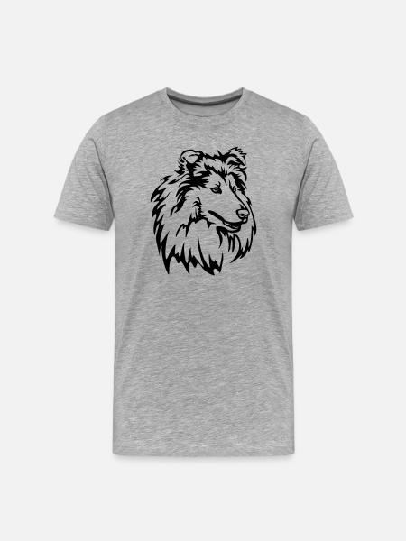 Collie Head - Men's Premium Organic T-Shirt - heather grey