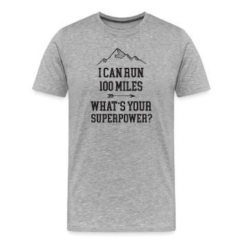 Ultra Running 100 Miles - T-shirt bio Premium Homme - gris chiné - Devant - Damien (186cm)
