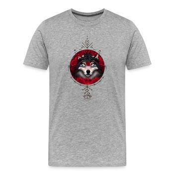 Merveilleux loup avec des fleurs. - T-shirt bio Premium Homme - gris chiné - Devant - Damien (186cm)
