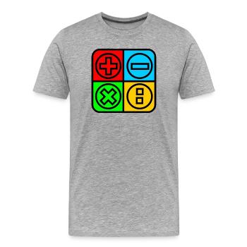 Berechnen Sie das Logo mit vier Emblemen Farbe schwarz umrandet - Männer Premium Bio T-Shirt - Grau meliert - Vorne - Damien (186cm)