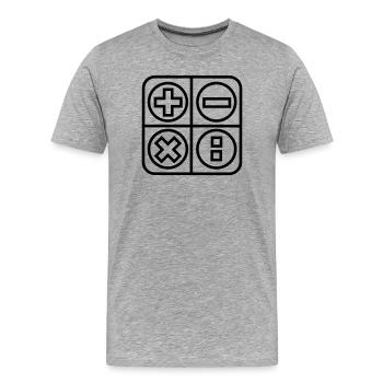 Calculate logo emblem shadow image - Men's Premium Organic T-Shirt - heather grey - Front - Damien (186cm)