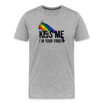 Frog - Princess - Kiss -Kiss me - Männer Premium Bio T-Shirt - Grau meliert - Vorne - Damien (186cm)