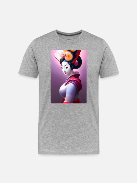 Geisha 9 - Men's Premium Organic T-Shirt - heather grey
