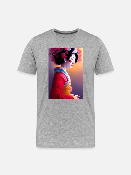 Geisha 8 - Men's Premium Organic T-Shirt - heather grey