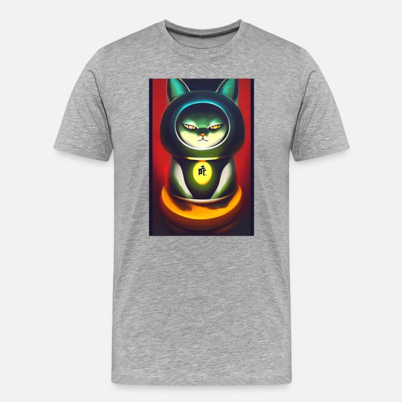 Maneki neko 3 - Männer Premium Bio T-Shirt - Grau meliert